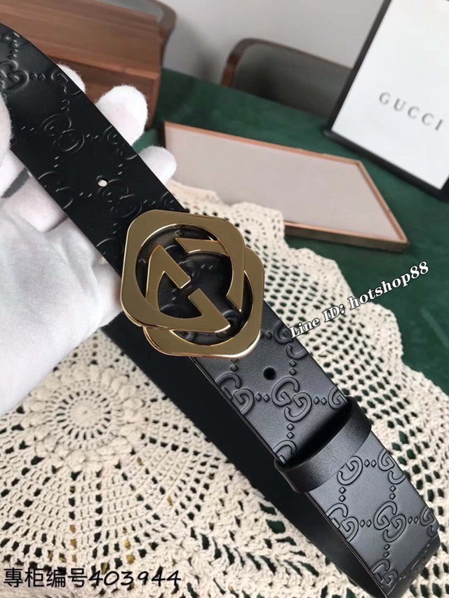 Gucci爆款男士皮帶 古奇糕樹皮鋼扣腰帶  jjp2327